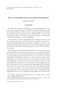 Wege zur Konsolidierung der nationalen Finanzpolitiken