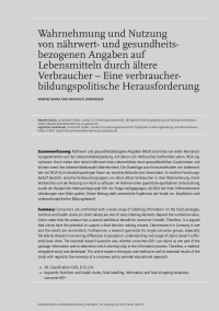 Wahrnehmung und Nutzung von nährwert- und gesundheitsbezogenen Angaben auf Lebensmitteln durch ältere Verbraucher – Eine verbraucherbildungspolitische Herausforderung