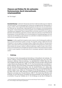 Chancen und Risiken für die nationalen Rentensysteme durch internationale Arbeitsmobilität