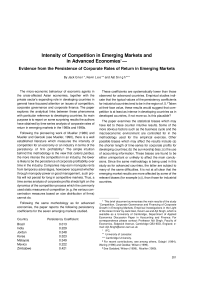 Intensity of Competition in Emerging Markets and in Advanced Economies — Evidence from the Persistence of Corporate Rates of Return in Emerging Markets