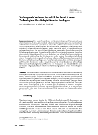 Vorbeugende Verbraucherpolitik im Bereich neuer Technologien: Das Beispiel Nanotechnologien