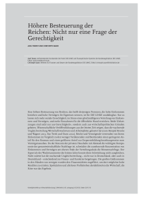 Höhere Besteuerung der Reichen: Nicht nur eine Frage der Gerechtigkeit