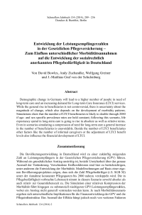 Entwicklung der Leistungsempfängerzahlen in der Gesetzlichen Pflegeversicherung – Zum Einfluss unterschiedlicher Morbiditätsannahmen auf die Entwicklung der sozialrechtlich anerkannten Pflegebedürftigkeit in Deutschland