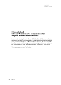 Führende Ökonomen rufen Europa zu schnellem Vorgehen in der Finanzmarktkrise auf