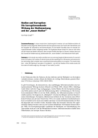 Medien und Korruption: Die korruptionsenkende Wirkung der Mediennutzung und der “neuen Medien“