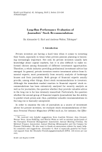 Long-Run Performance Evaluation of Journalists' Stock Recommendations