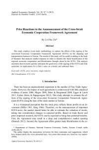 Price Reactions to the Announcement of the Cross-Strait Economic Cooperation Framework Agreement