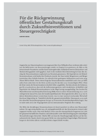 Für die Rückgewinnung öffentlicher Gestaltungskraft durch Zukunftsinvestitionen und Steuergerechtigkeit
