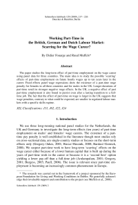 Working Part-Time in the British, German and Dutch Labour Market: Scarring for the Wage Career?