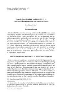 Soziale Gerechtigkeit und COVID-19 – Eine Betrachtung aus Geschlechterperspektive