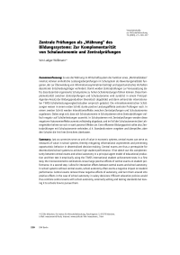 Zentrale Prüfungen als “Währung“ des Bildungssystems: Zur Komplementarität von Schulautonomie und Zentralprüfungen