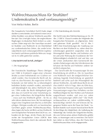 Wahlrechtsausschluss für Straftäter? Undemokratisch und verfassungswidrig!