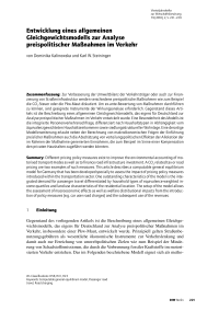 Entwicklung eines allgemeinen Gleichgewichtsmodells zur Analyse preispolitischer Maßnahmen im Verkehr