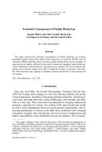 Economic Consequences of Family Break-Ups. Income Before and After Family Break-Ups of Women in Germany and the United States