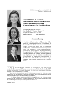 Zielstrukturen in Familienunternehmen: Empirische Hinweise auf die Beziehung zwischen Unternehmens- und Familienzielen