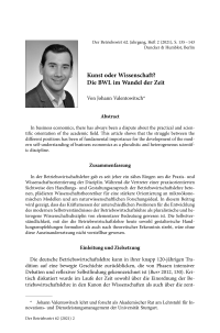 Kunst oder Wissenschaft? Die BWL im Wandel der Zeit