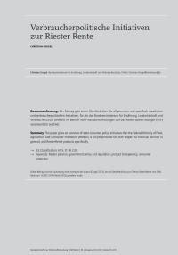 Verbraucherpolitische Initiativen zur Riester-Rente