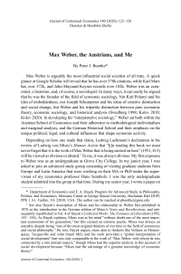 Max Weber, the Austrians, and Me