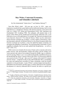 Max Weber, Contextual Economics, and Schmollers Jahrbuch