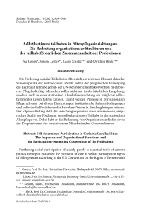 Selbstbestimmt teilhaben in Altenpflegeeinrichtungen: Die Bedeutung organisationaler Strukturen und der teilhabeförderlichen Zusammenarbeit der Professionen