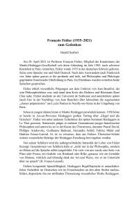 François Fédier (1935‒2021) zum Gedenken