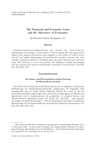 The Financial and Economic Crisis and the Aberrance of Economics
