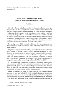 The Scientific Life of Ansgar Belke: Financial Markets in a European Context