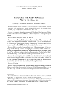 Conversation with Deirdre McCloskey: Win-win-win-win … lose