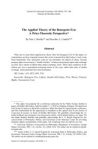 The Applied Theory of the Bourgeois Era: A Price-Theoretic Perspective