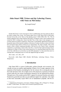 John Stuart Mill, Virtues and the Laboring Classes, with Notes on McCloskey