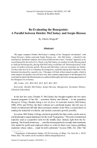 Re-Evaluating the Bourgeoisie: A Parallel between Deirdre McCloskey and Sergio Ricossa