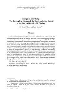 Bourgeois Knowledge: The Incomplete Closure of the Epistemological Break in the Work of Deirdre McCloskey