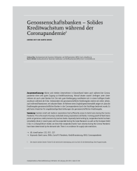 Genossenschaftsbanken – Solides Kreditwachstum während der Coronapandemie
