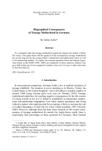 Biographical Consequences of Teenage Motherhood in Germany