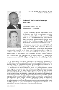 Editorial: Wachstum in Start-ups und KMU