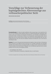 Vorschläge zur Verbesserung der kapitalgedeckten Altersvorsorge aus verbraucherpolitischer Sicht