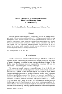 Gender Differences in Residential Mobility: The Case of Leaving Home in East Germany