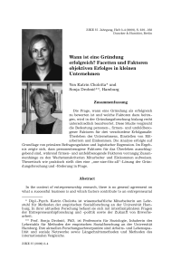 Wann ist eine Gründung erfolgreich? Facetten und Faktoren objektiven Erfolges in kleinen Unternehmen