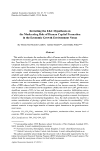 Revisiting the EKC Hypothesis on the Moderating Role of Human Capital Formation in the Economic Growth-Environment Nexus