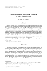 Estimating the Impact of Free Trade Agreements on India’s Export Potential