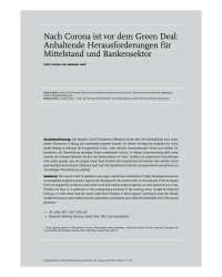 Nach Corona ist vor dem Green Deal: Anhaltende Herausforderungen für Mittelstand und Bankensektor