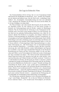 Zur Lage in Zeiten des Virus