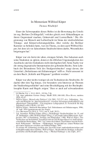 In Memoriam Wilfried Küper