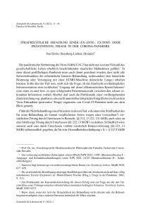 Strafrechtliche Erfassung einer (ex-ante-, ex-post- oder präventiven) Triage in der Corona-Pandemie