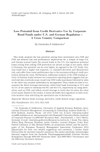 Loss Potential from Credit Derivative Use by Corporate Bond Funds under U.S. and German Regulation – A Cross Country Comparison