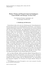 Market Timing und Finanzierungsentscheidungen: Unterscheidet sich Europa von den USA?