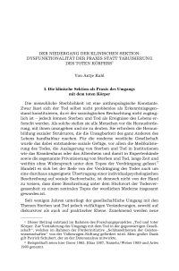 Der Niedergang der klinischen Sektion: Dysfunktionalität der Praxis statt Tabuisierung des toten Körpers