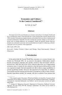 Economics and Culture: Is the Context Considered?
