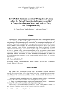 How Do Life Partners and Their Occupational Choice Affect the Path of Transition to Entrepreneurship? A Comparison Between Direct and Indirect Entry into Entrepreneurship