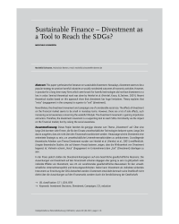 Sustainable Finance – Divestment as a Tool to Reach the SDGs?